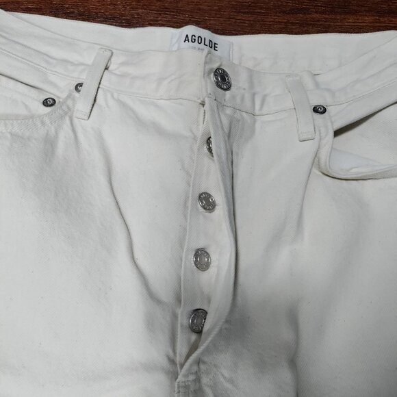AGOLDE x REVOLVE Remy Twee High Waisted Button Fly Straight Jeans Cream US 30 - Picture 7 of 15